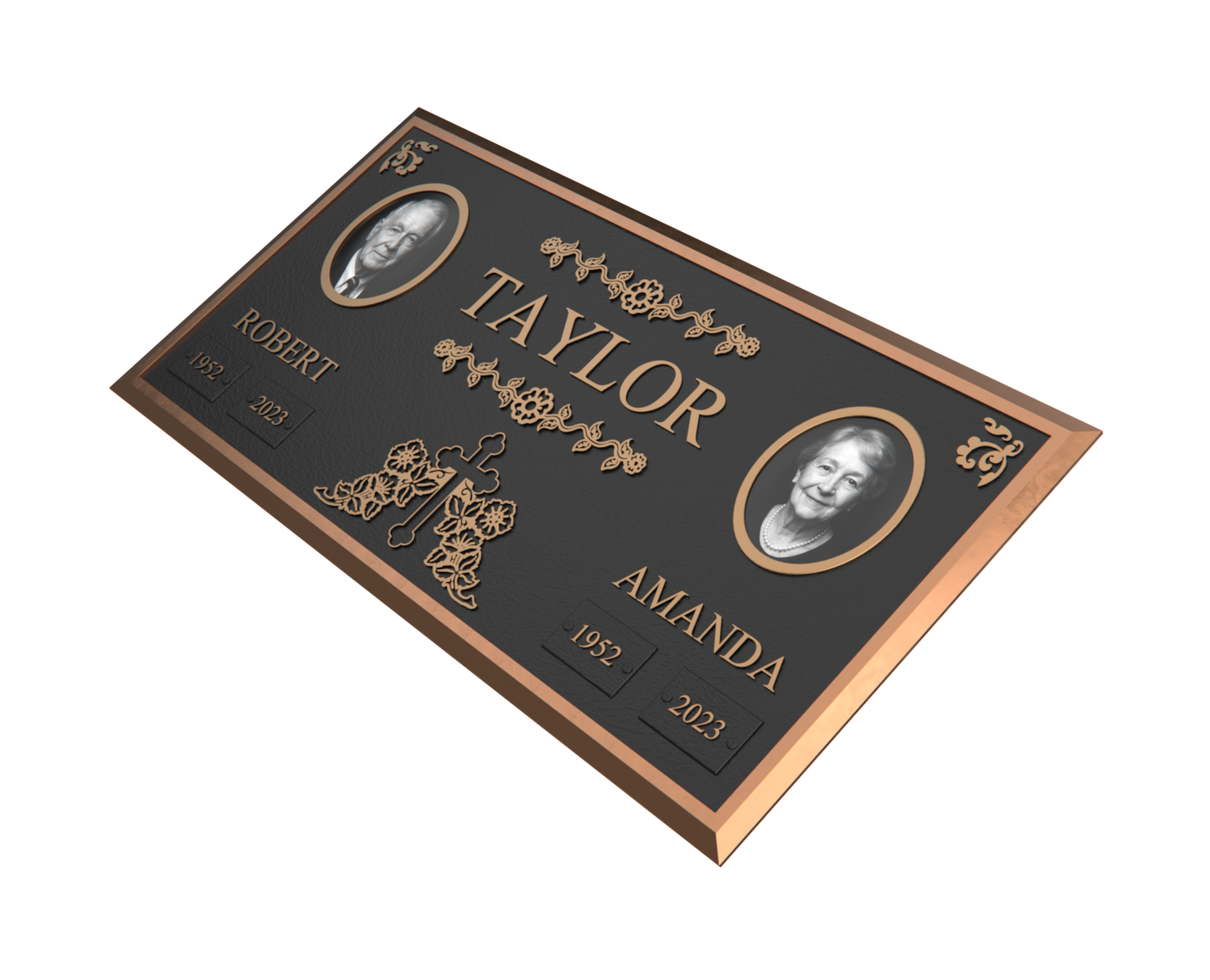 Premium Bronze Companion Plaque with Dual Portraits 24"x 12"