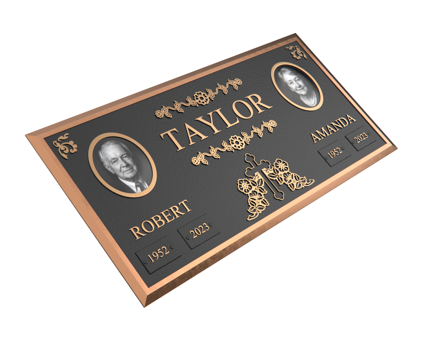 Premium Bronze Companion Plaque with Dual Portraits 24"x 12"