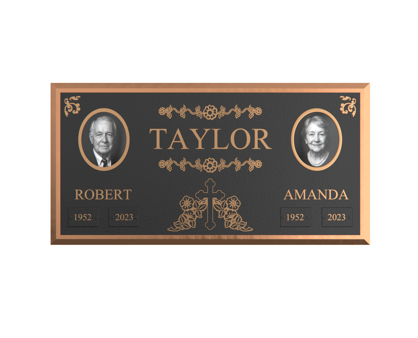 Premium Bronze Companion Plaque with Dual Portraits 24"x 12"