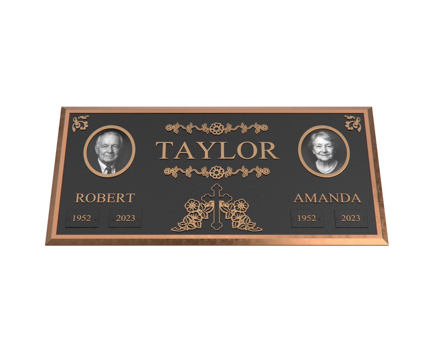 Premium Bronze Companion Plaque with Dual Portraits 24"x 12"