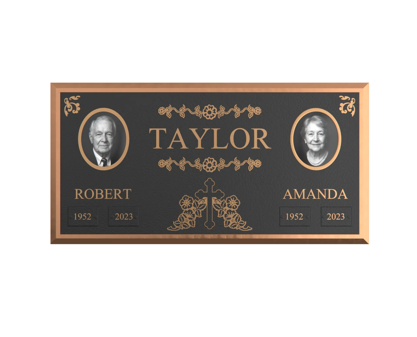 Premium Bronze Companion Plaque with Dual Portraits 24"x 12"