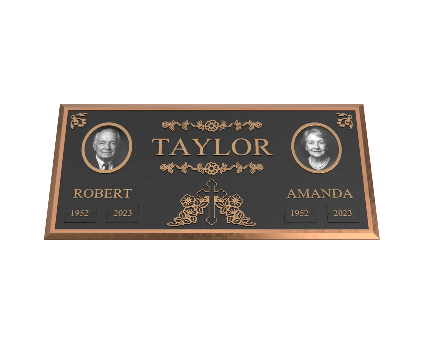 Premium Bronze Companion Plaque with Dual Portraits 24"x 12"