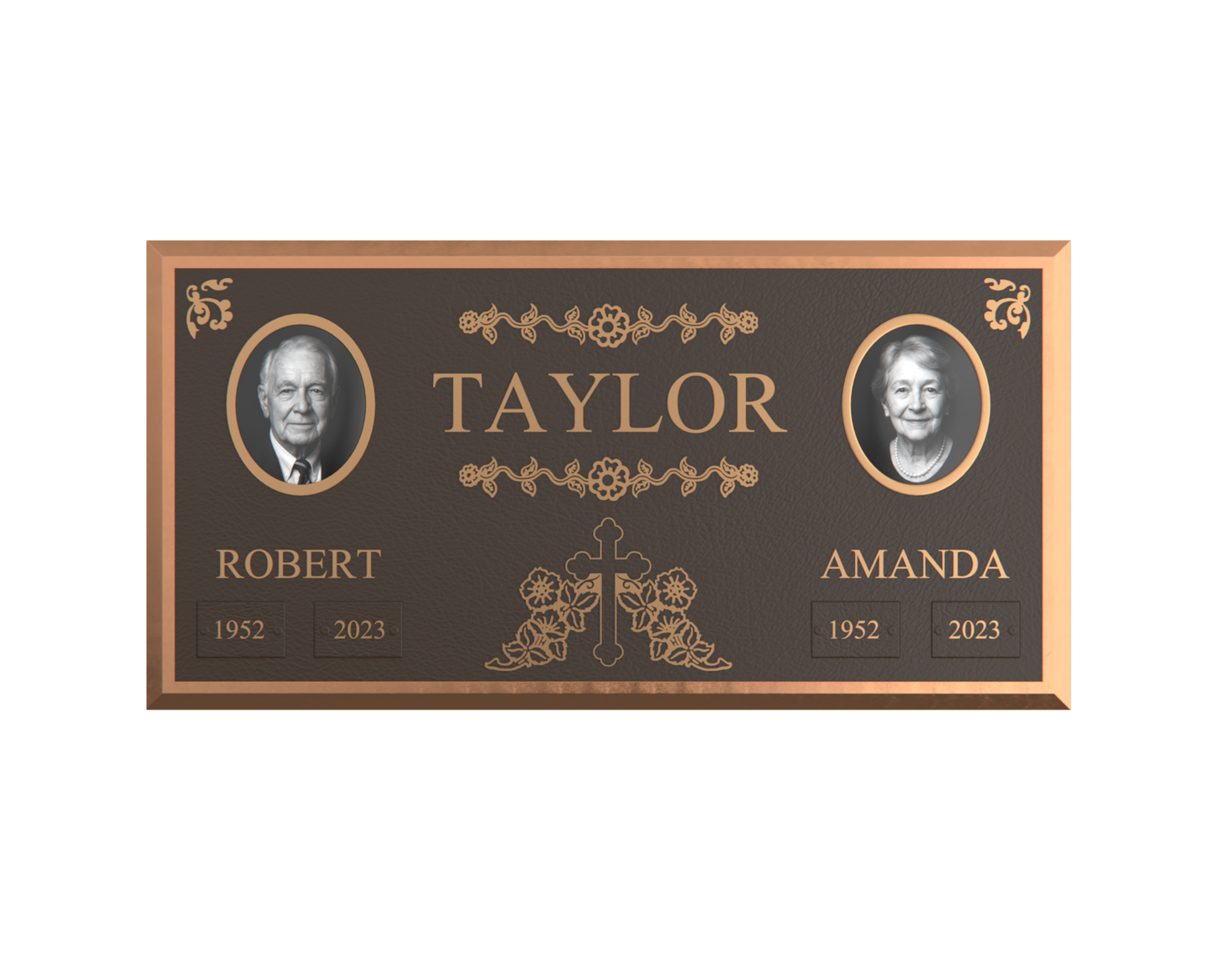 Premium Bronze Companion Plaque with Dual Portraits 24"x 12"
