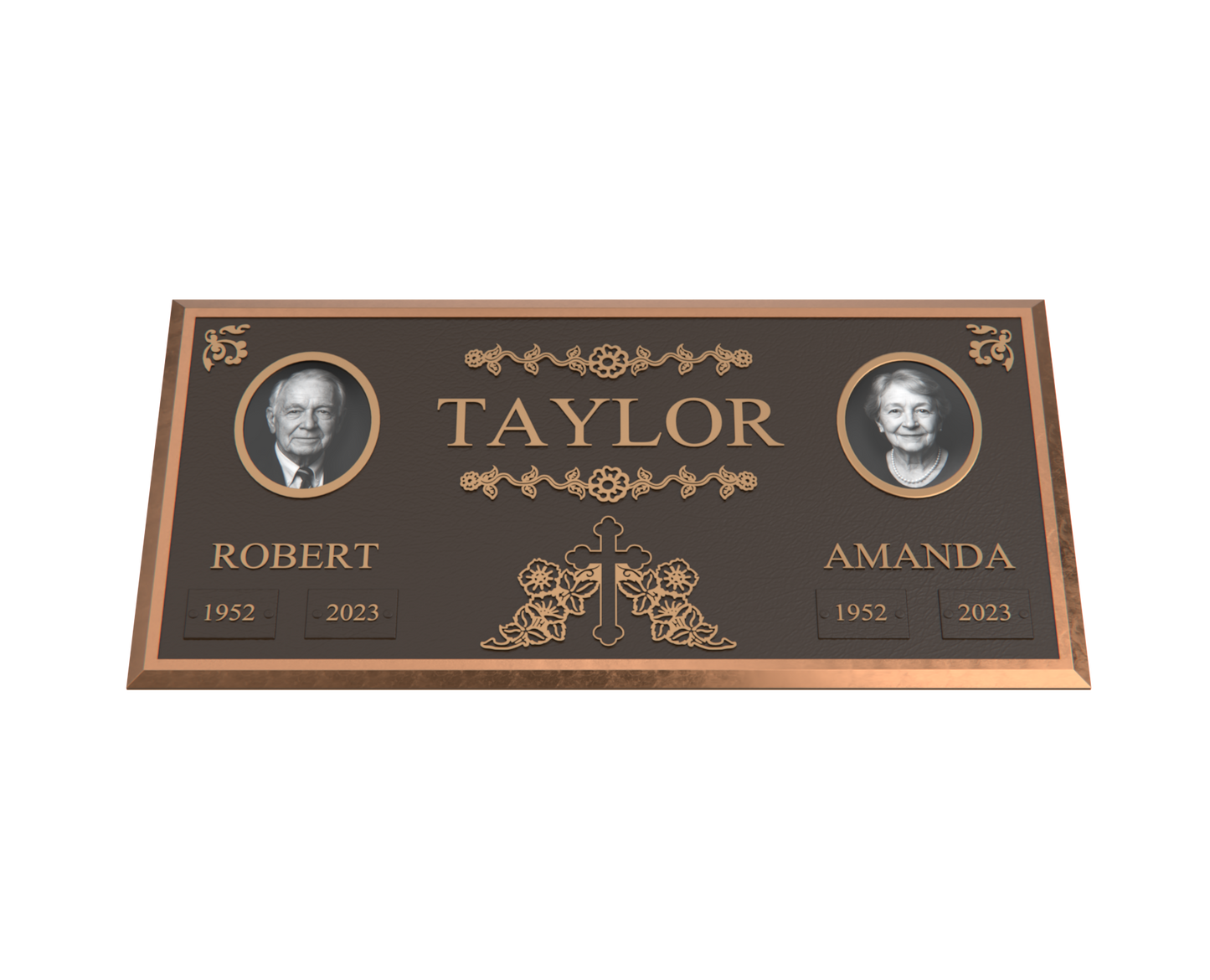 Premium Bronze Companion Plaque with Dual Portraits 24"x 12"
