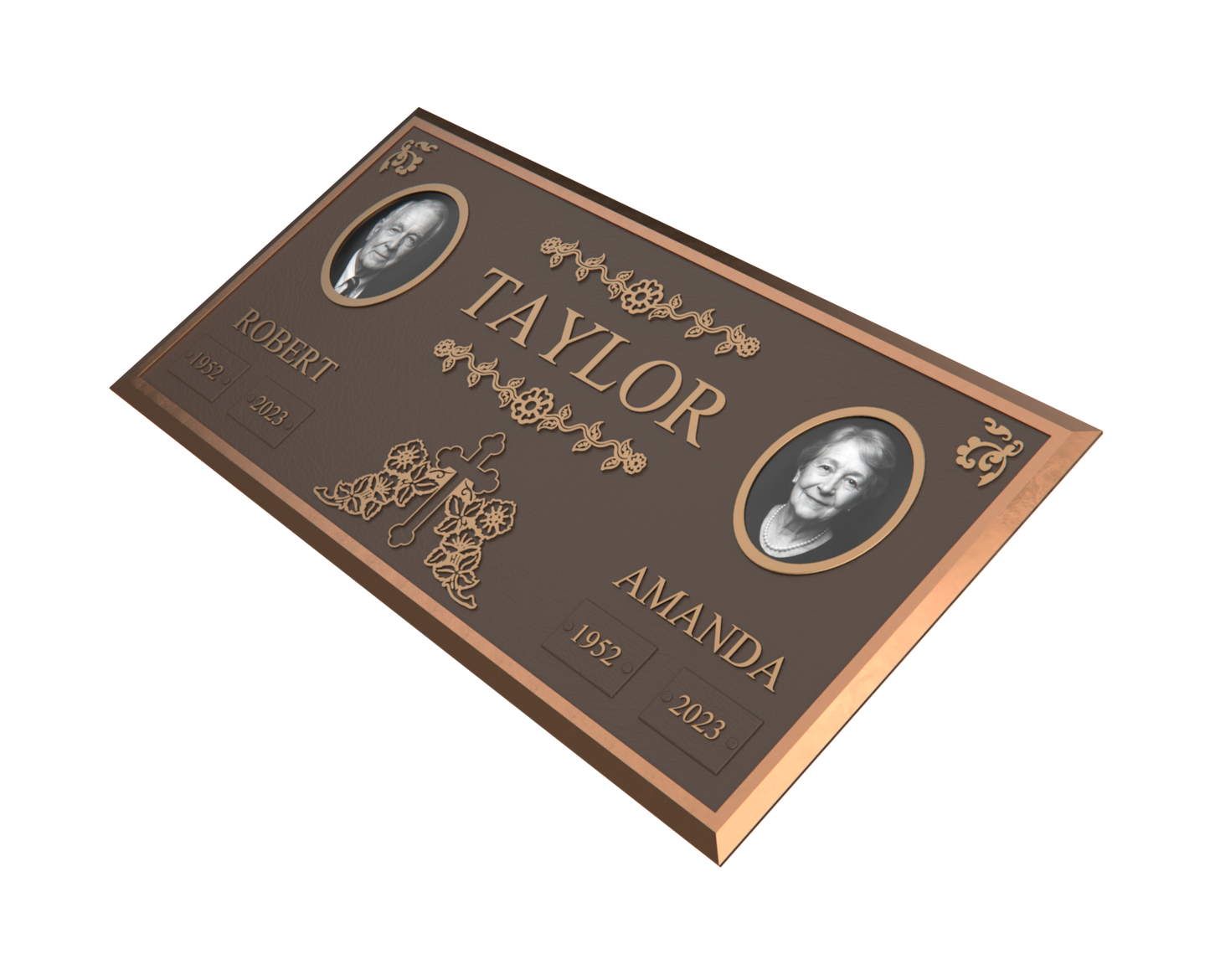 Premium Bronze Companion Plaque with Dual Portraits 24"x 12"