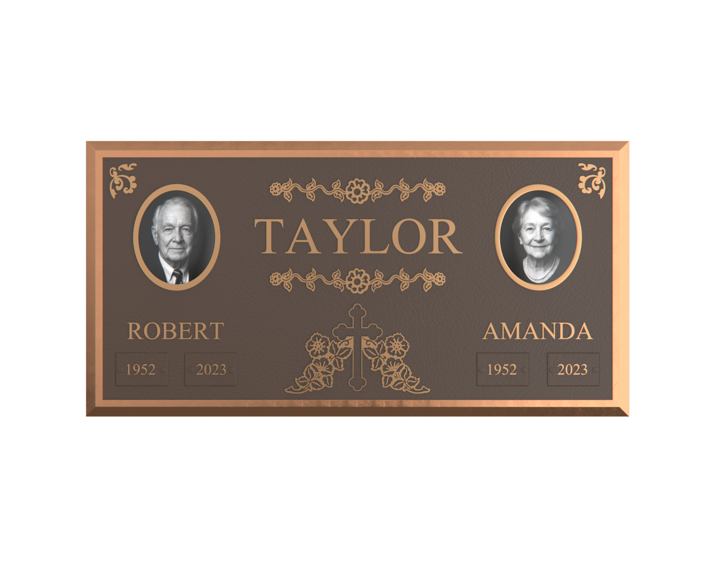 Premium Bronze Companion Plaque with Dual Portraits 24"x 12"