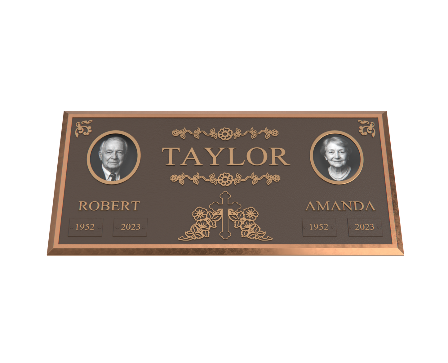 Premium Bronze Companion Plaque with Dual Portraits 24"x 12"