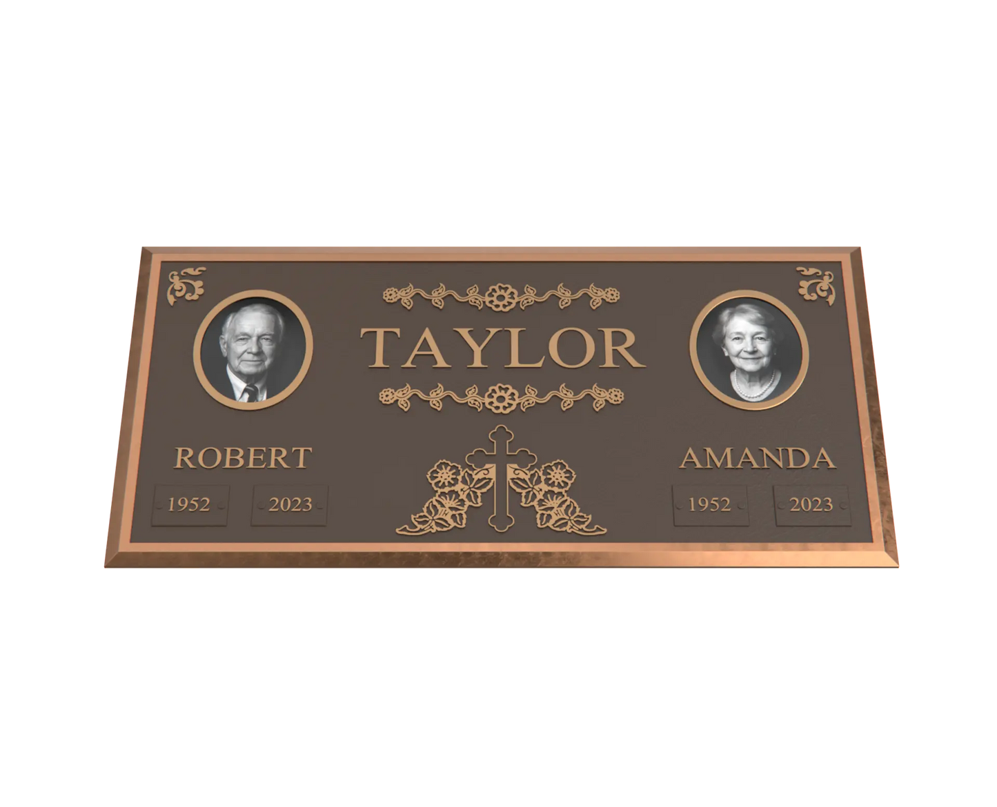 Premium Bronze Companion Plaque with Dual Portraits 24"x 12"