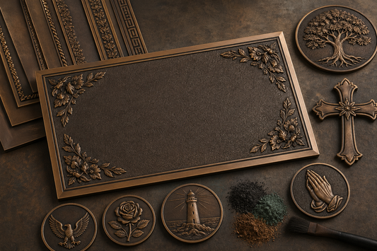 Flat Bronze Plaque Design Options Borders Finishes and Relief Artwork