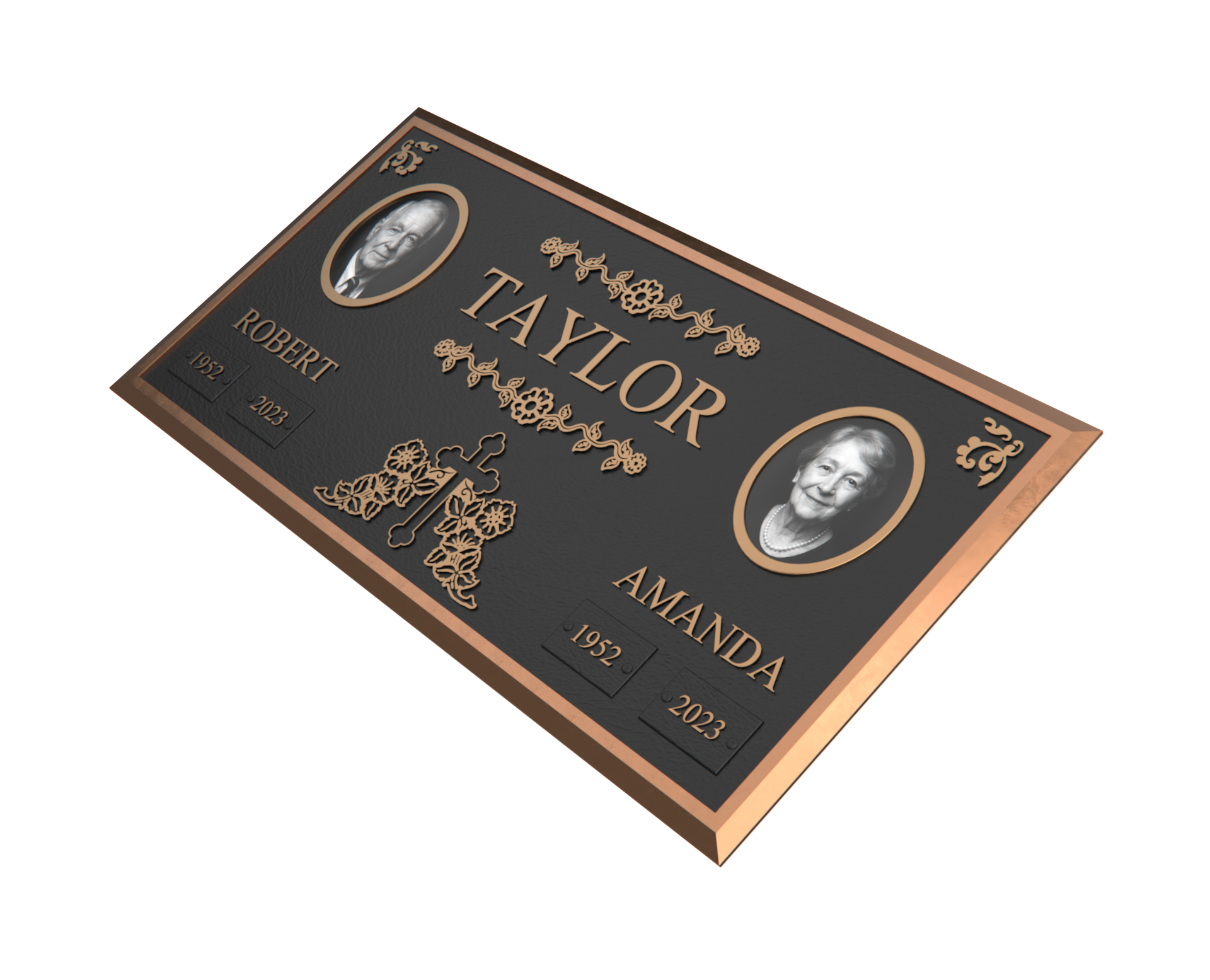 Premium Bronze Companion Plaque with Dual Portraits 24"x 12"
