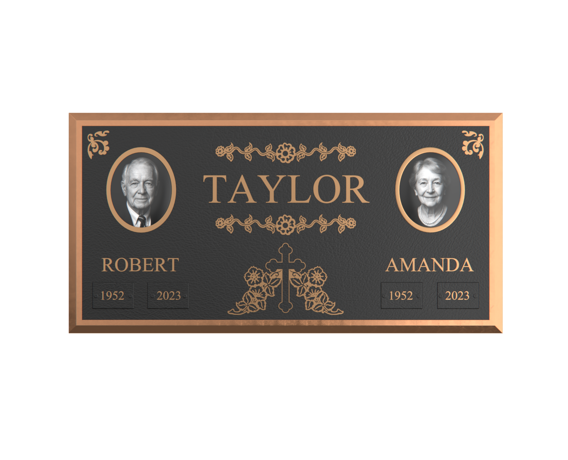 Premium Bronze Companion Plaque with Dual Portraits 24"x 12"