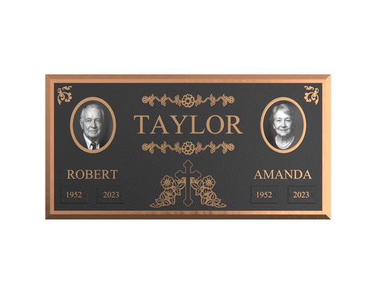 Premium Bronze Companion Plaque with Dual Portraits 24"x 12"