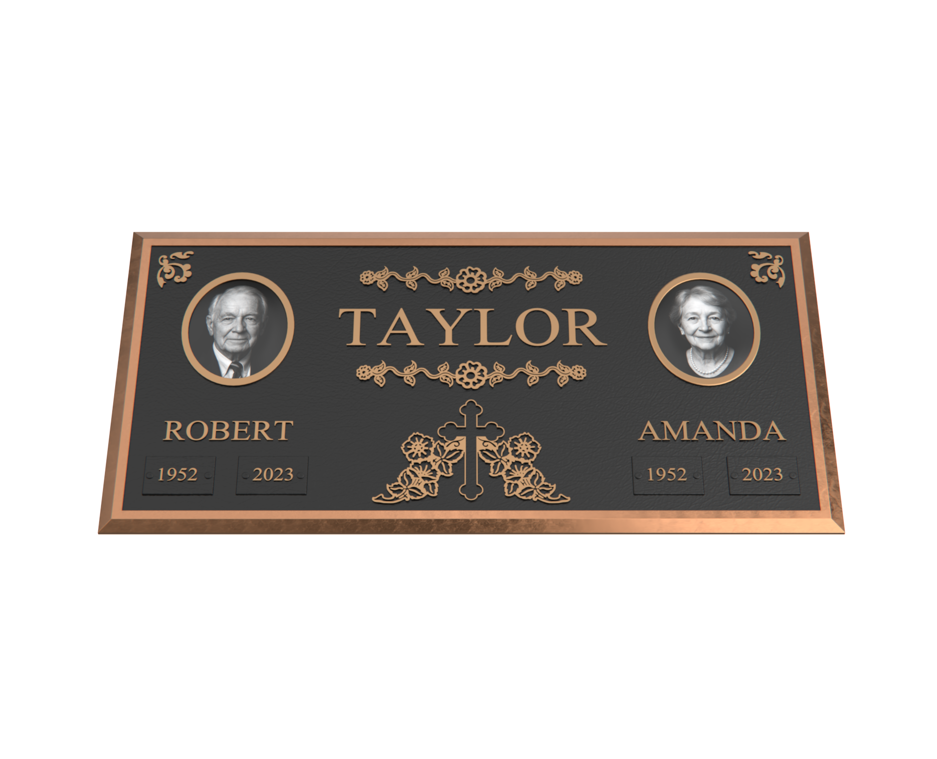 Premium Bronze Companion Plaque with Dual Portraits 24"x 12"