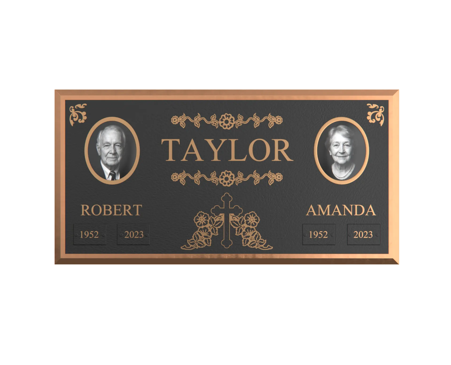 Premium Bronze Companion Plaque with Dual Portraits 24"x 12"
