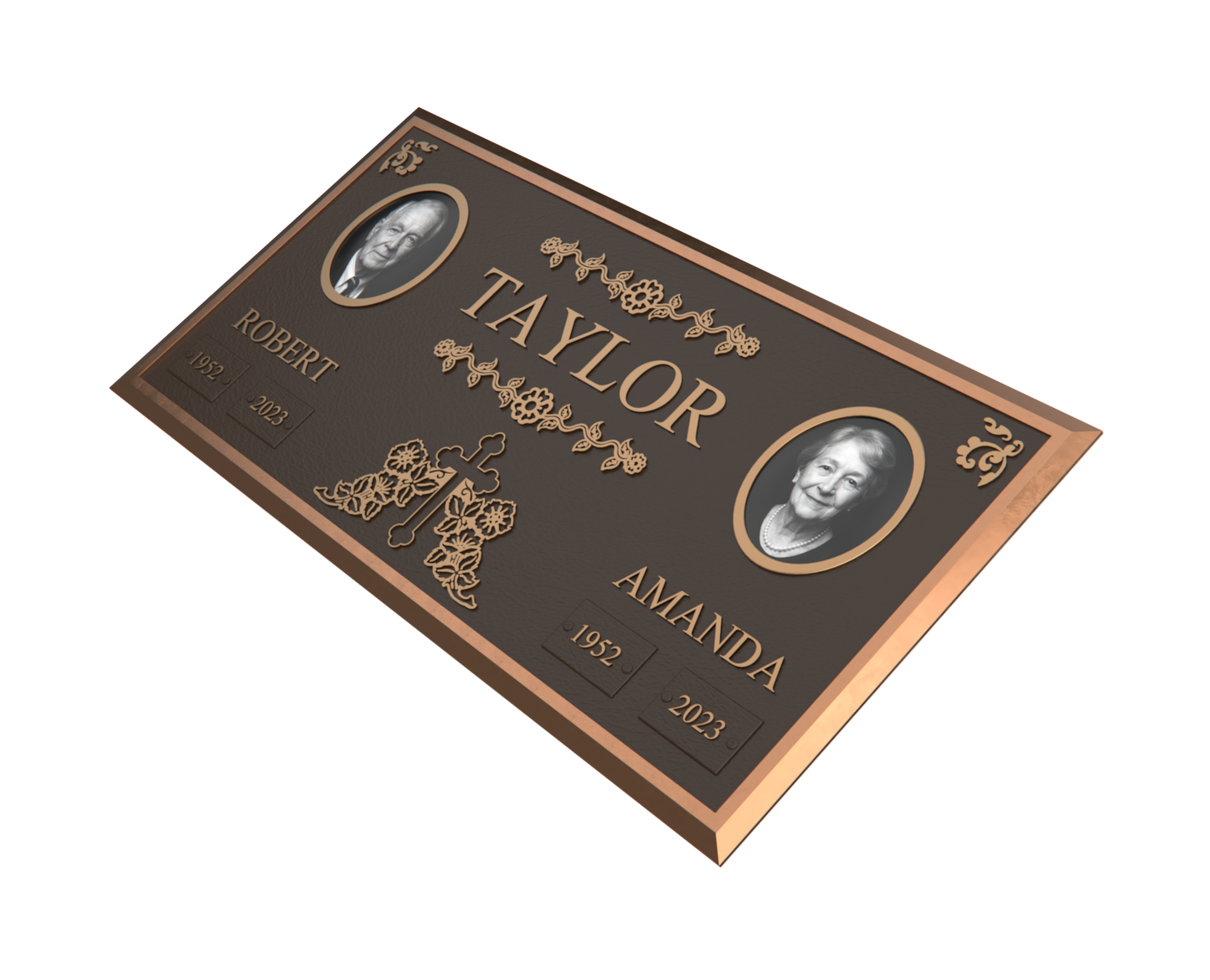 Premium Bronze Companion Plaque with Dual Portraits 24"x 12"