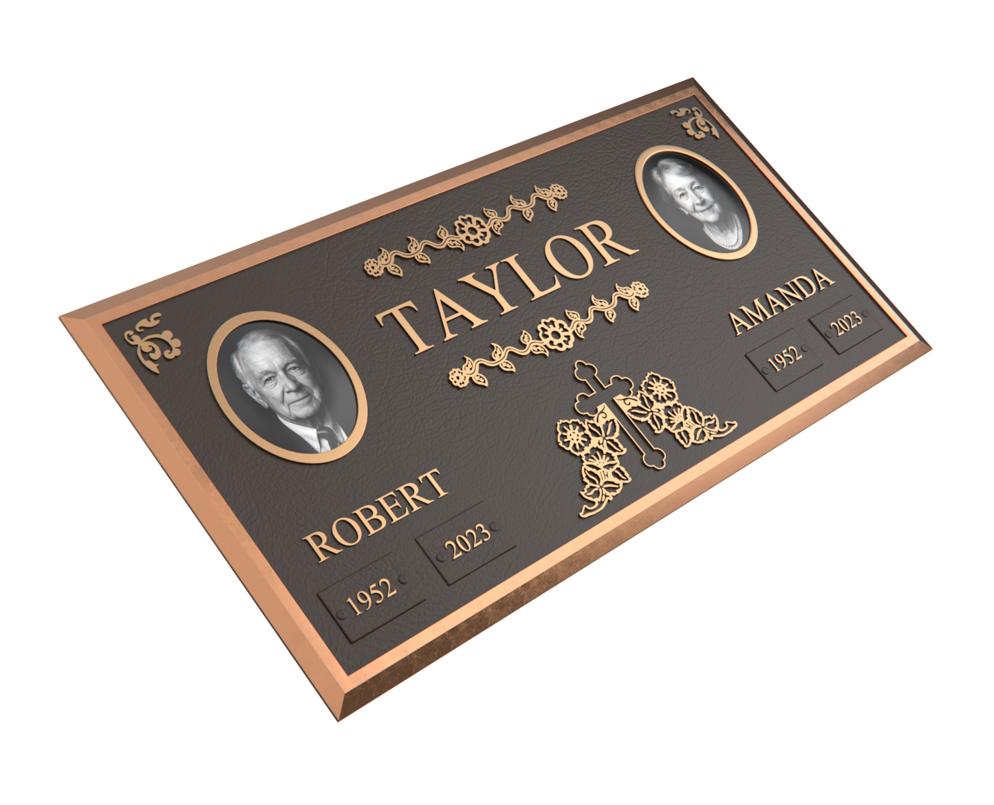 Premium Bronze Companion Plaque with Dual Portraits 24"x 12"