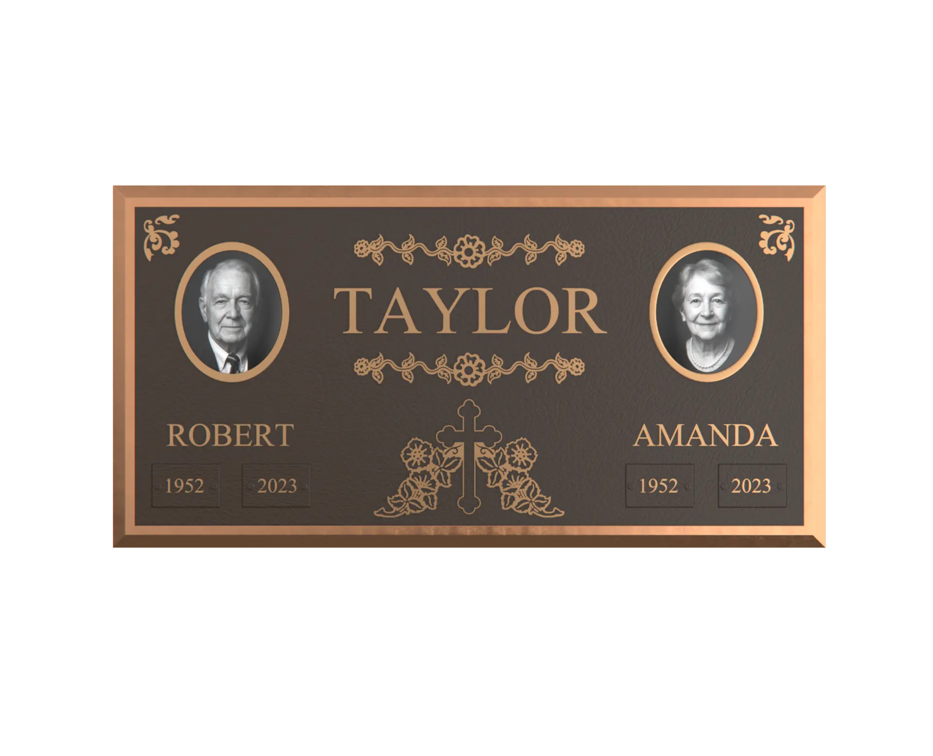 Premium Bronze Companion Plaque with Dual Portraits 24"x 12"