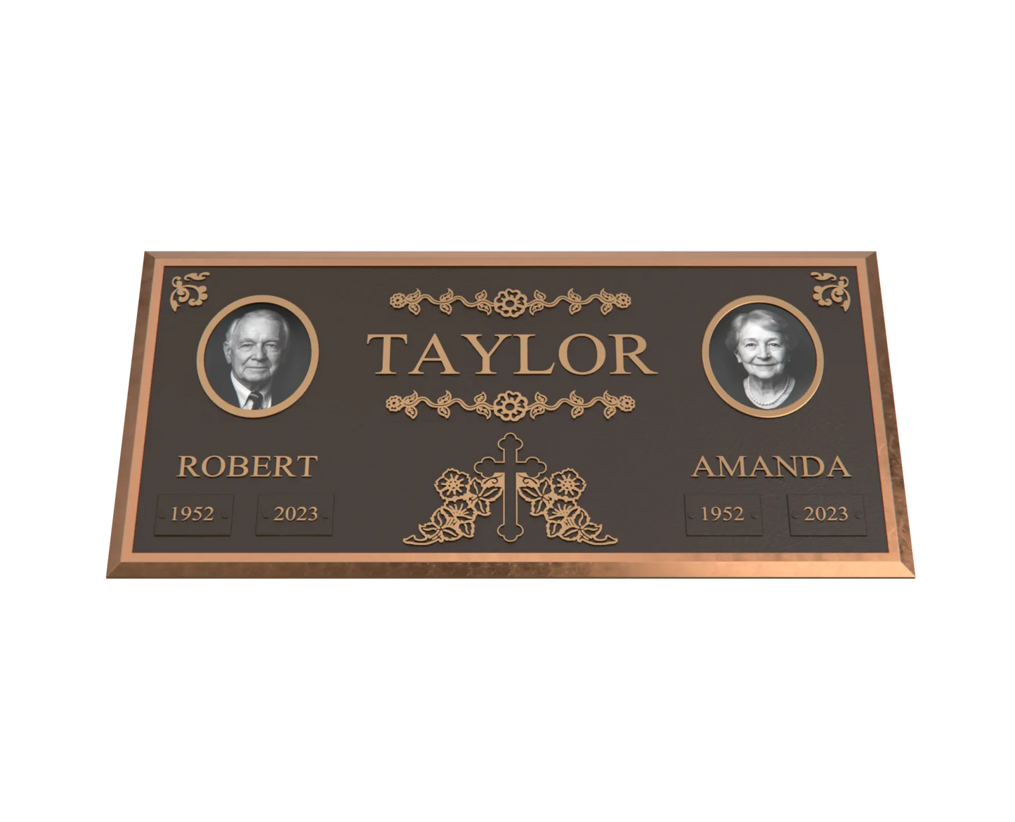 Premium Bronze Companion Plaque with Dual Portraits 24"x 12"
