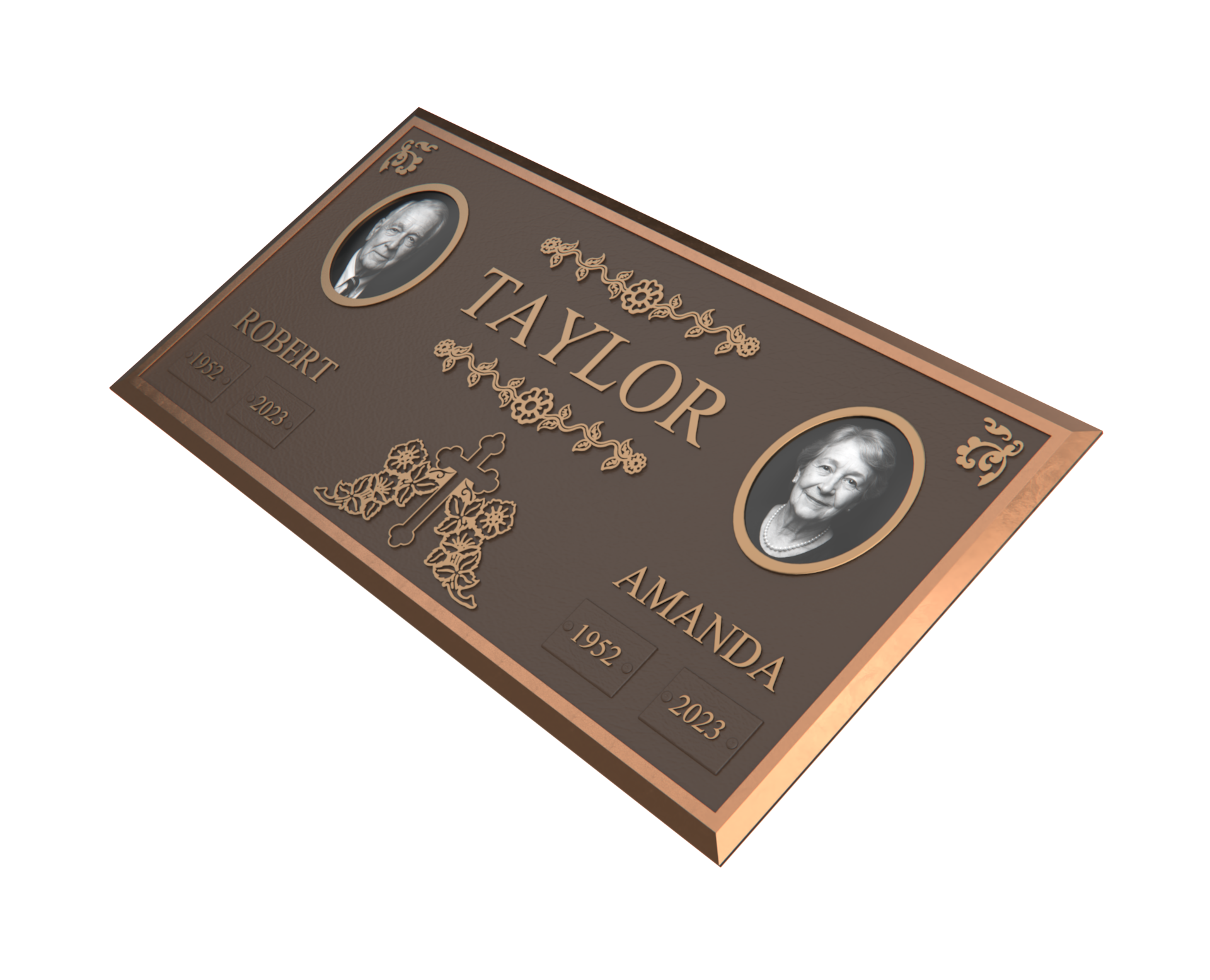 Premium Bronze Companion Plaque with Dual Portraits 24"x 12"