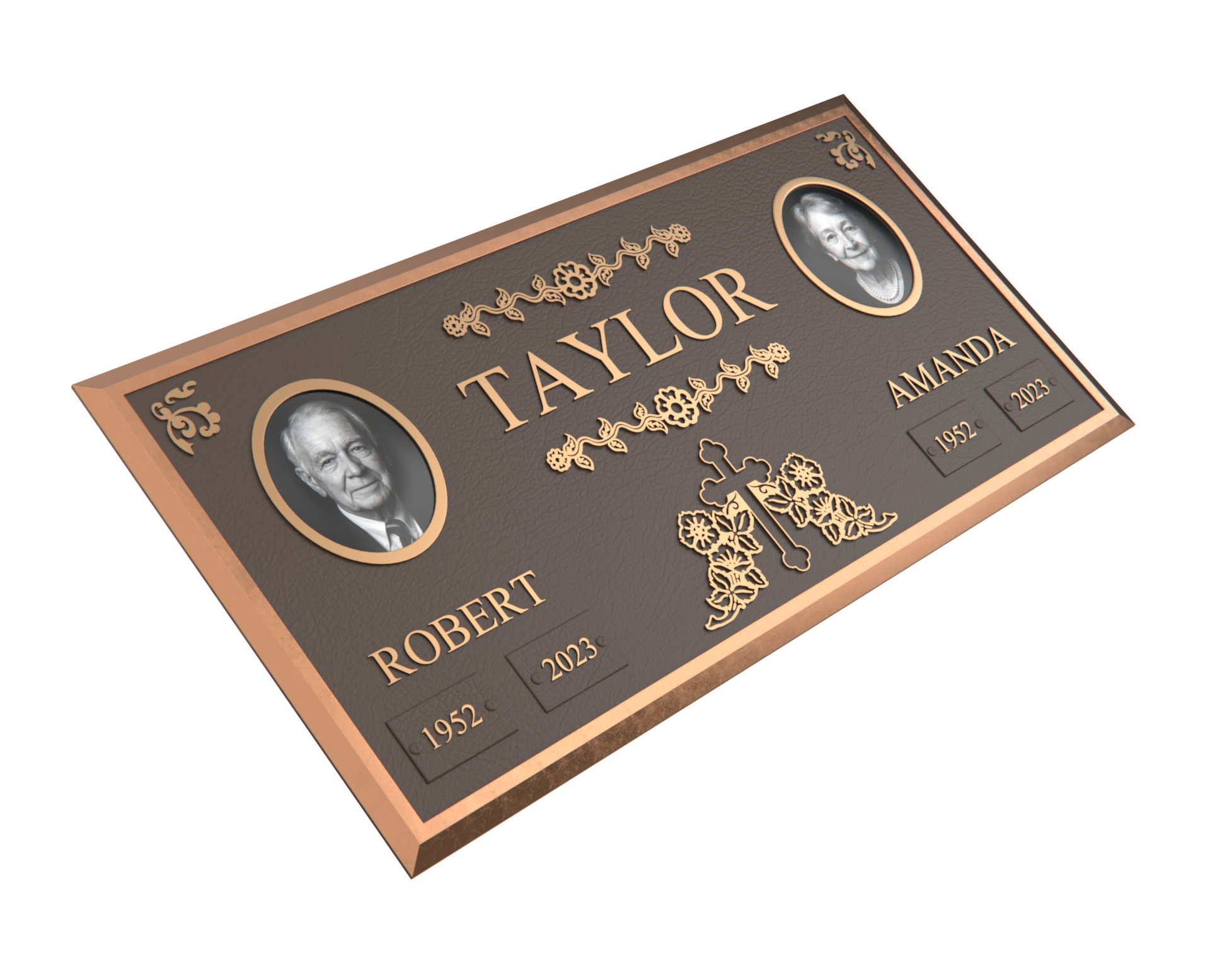 Premium Bronze Companion Plaque with Dual Portraits 24"x 12"