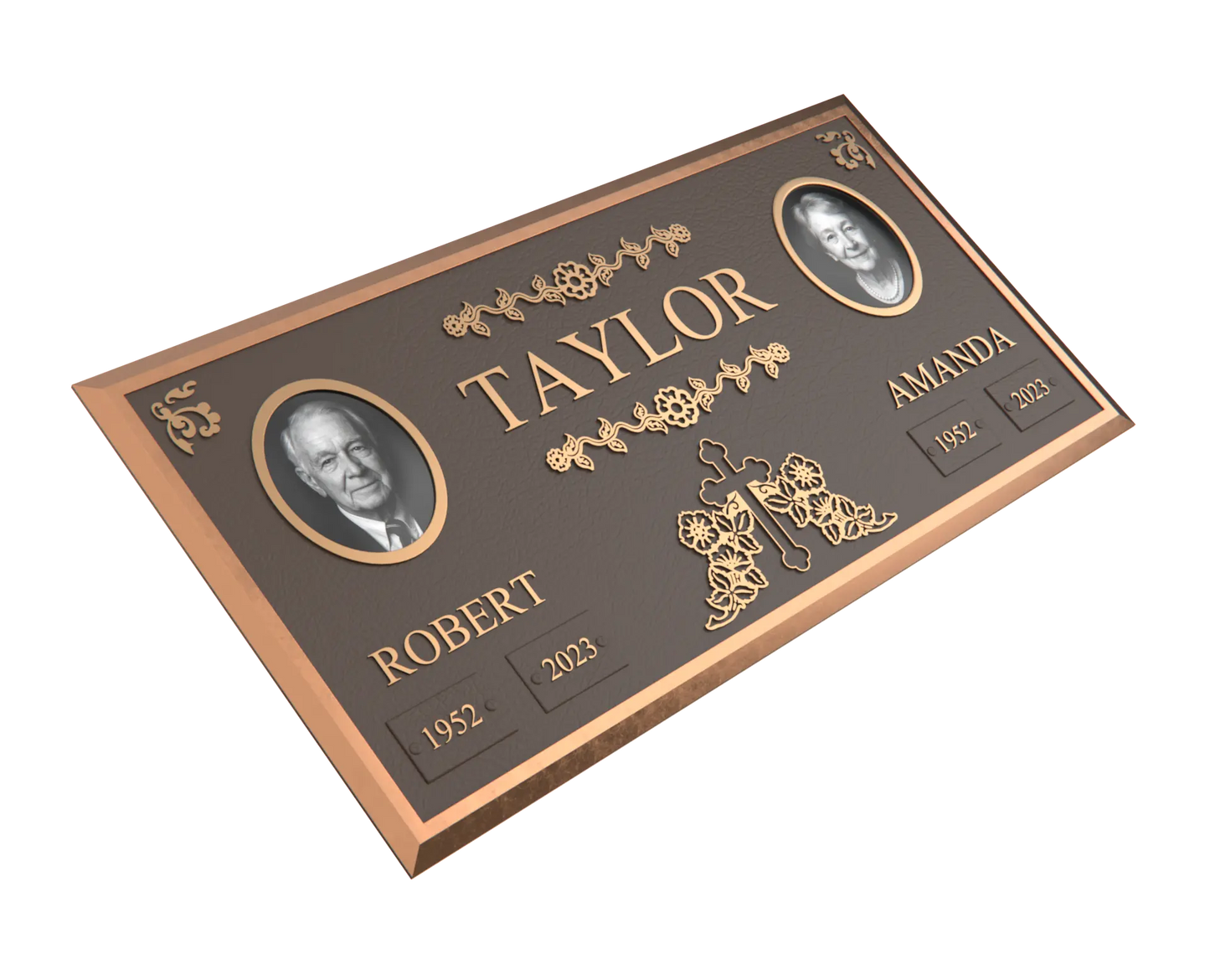 Premium Bronze Companion Plaque with Dual Portraits 24"x 12"