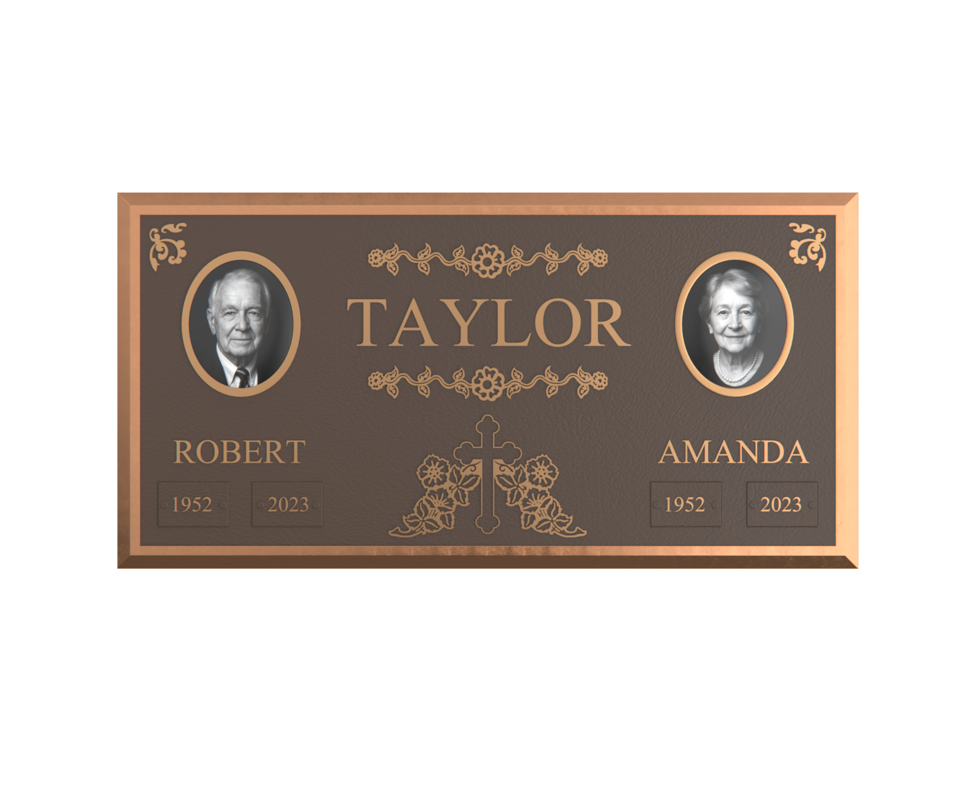 Premium Bronze Companion Plaque with Dual Portraits 24"x 12"