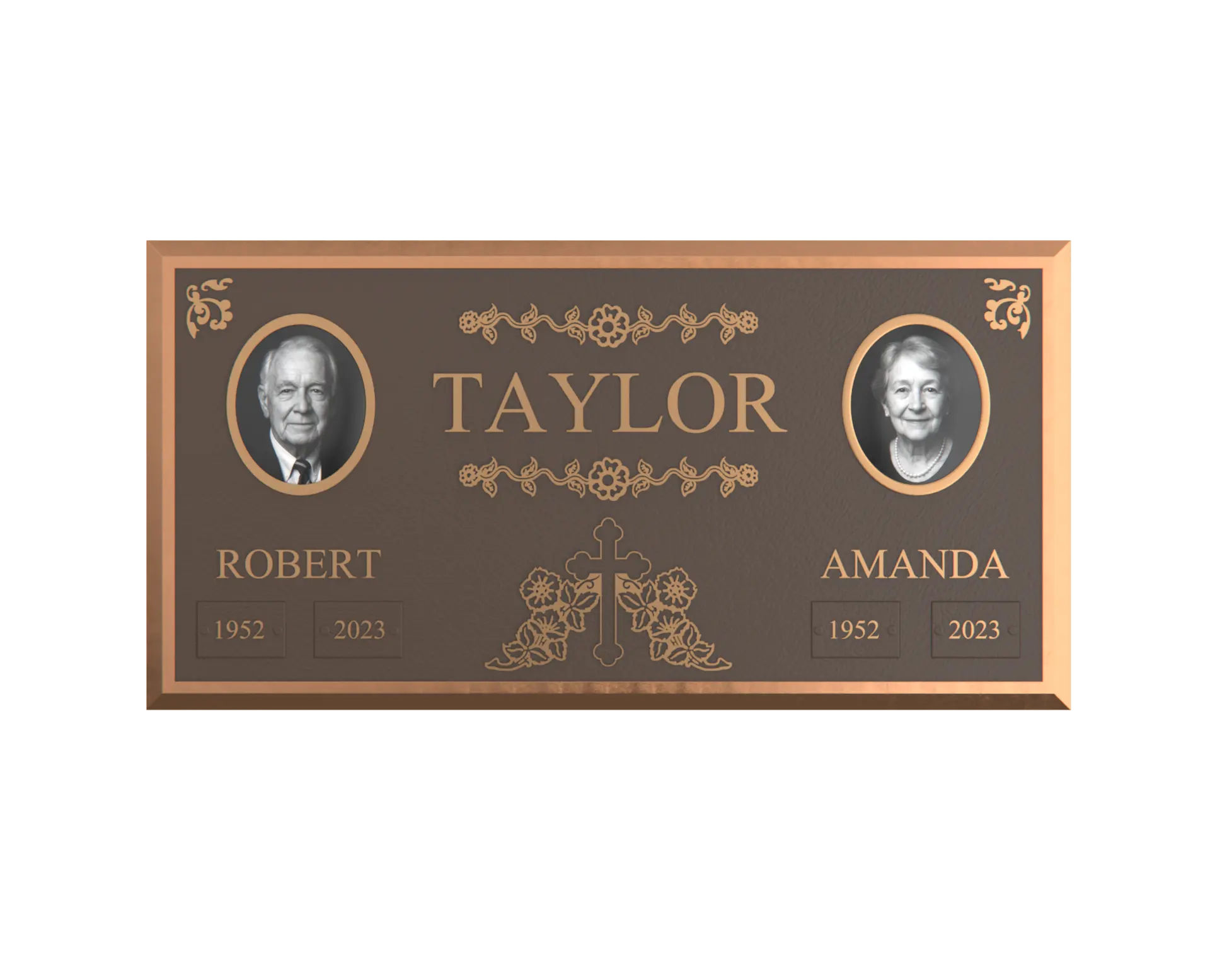 Premium Bronze Companion Plaque with Dual Portraits 24"x 12"