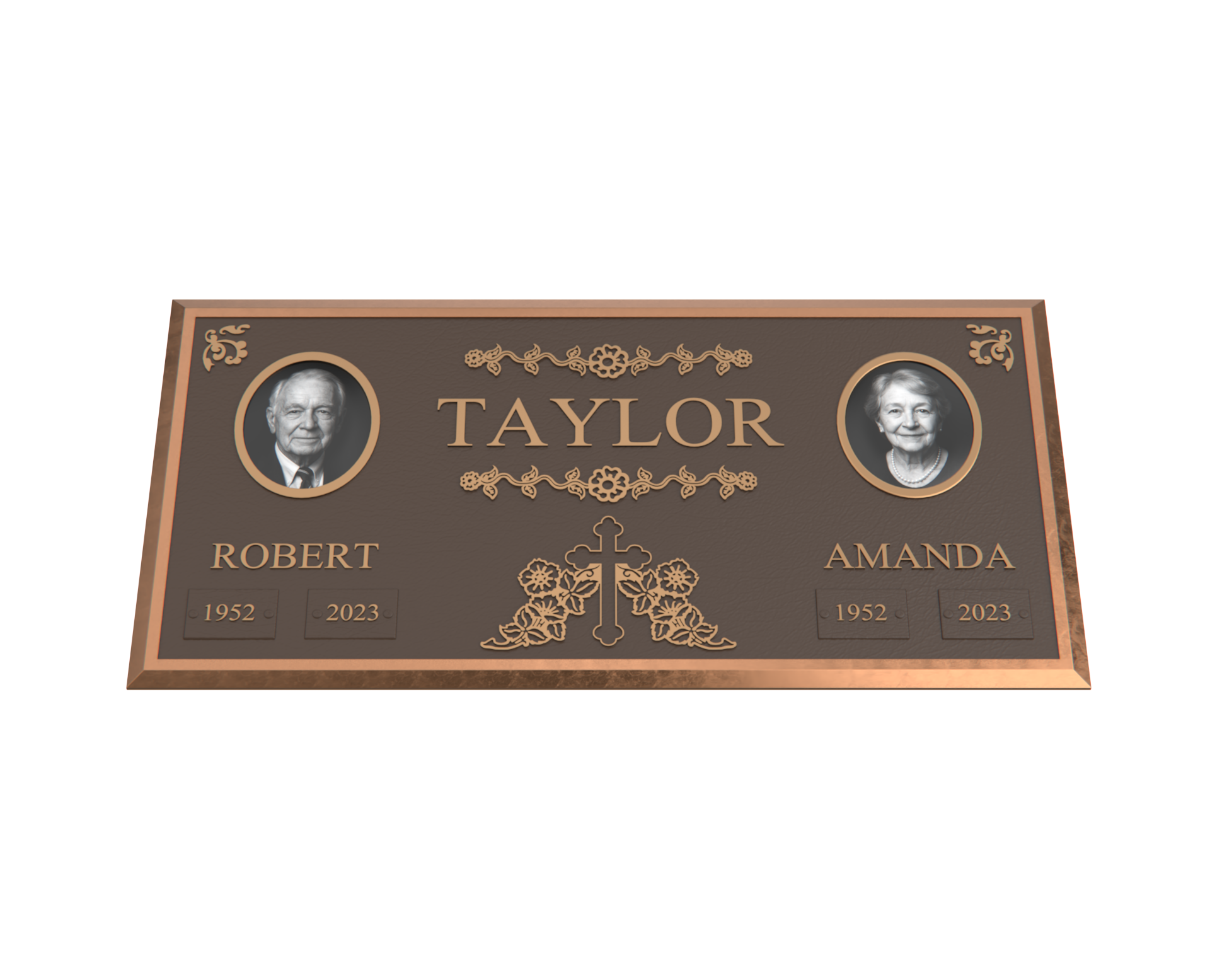 Premium Bronze Companion Plaque with Dual Portraits 24"x 12"