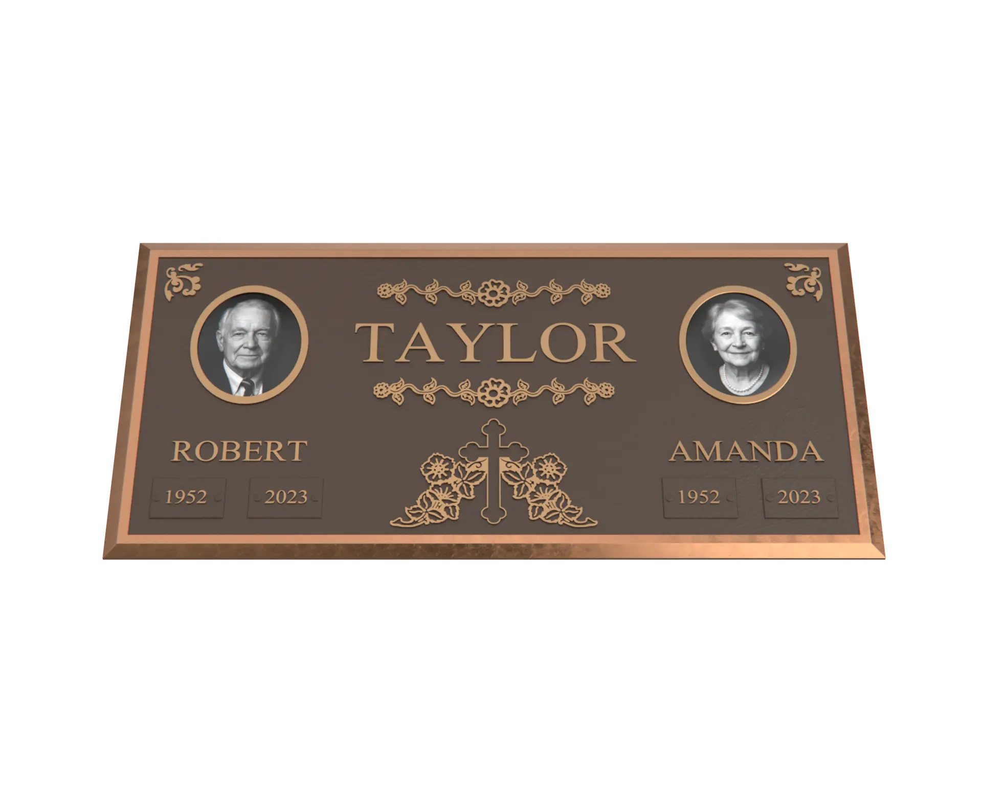 Premium Bronze Companion Plaque with Dual Portraits 24"x 12"