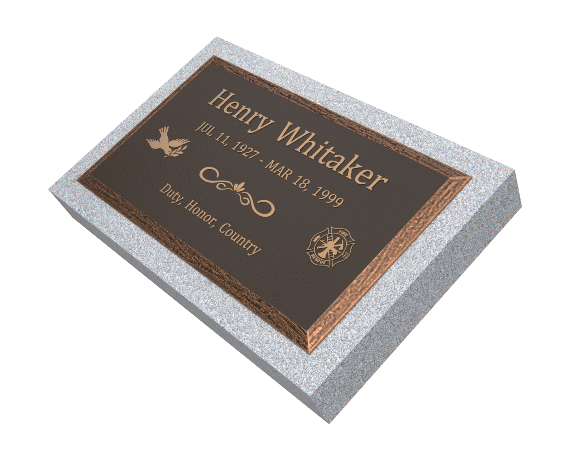 Premium Bevel Bronze Plaque 28"x  16"  with Granite Base