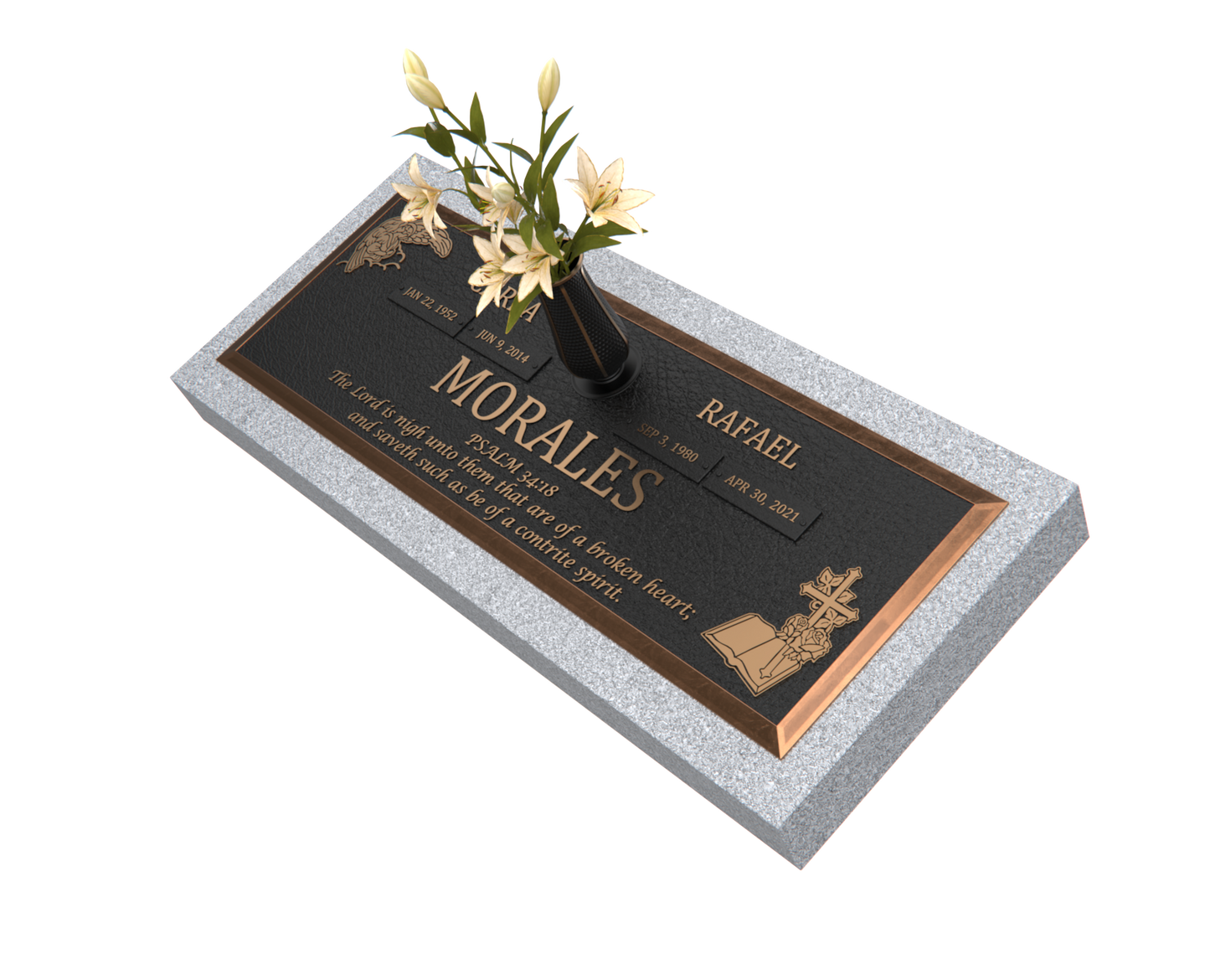 Premium Bronze Bevel Plaque 28"x 16" with Granite Base