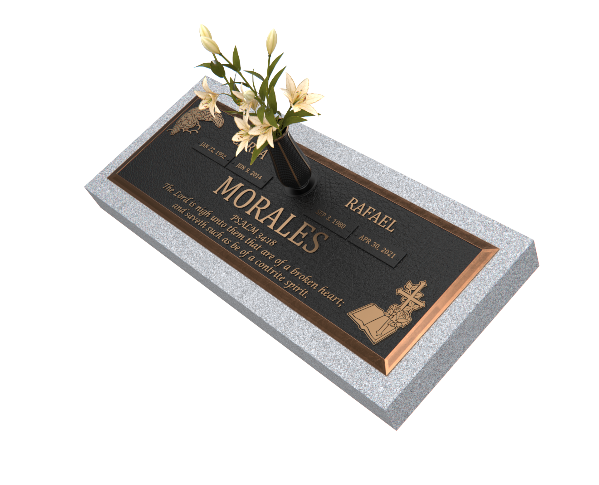 Premium Bronze Bevel Plaque 28"x 16" with Granite Base