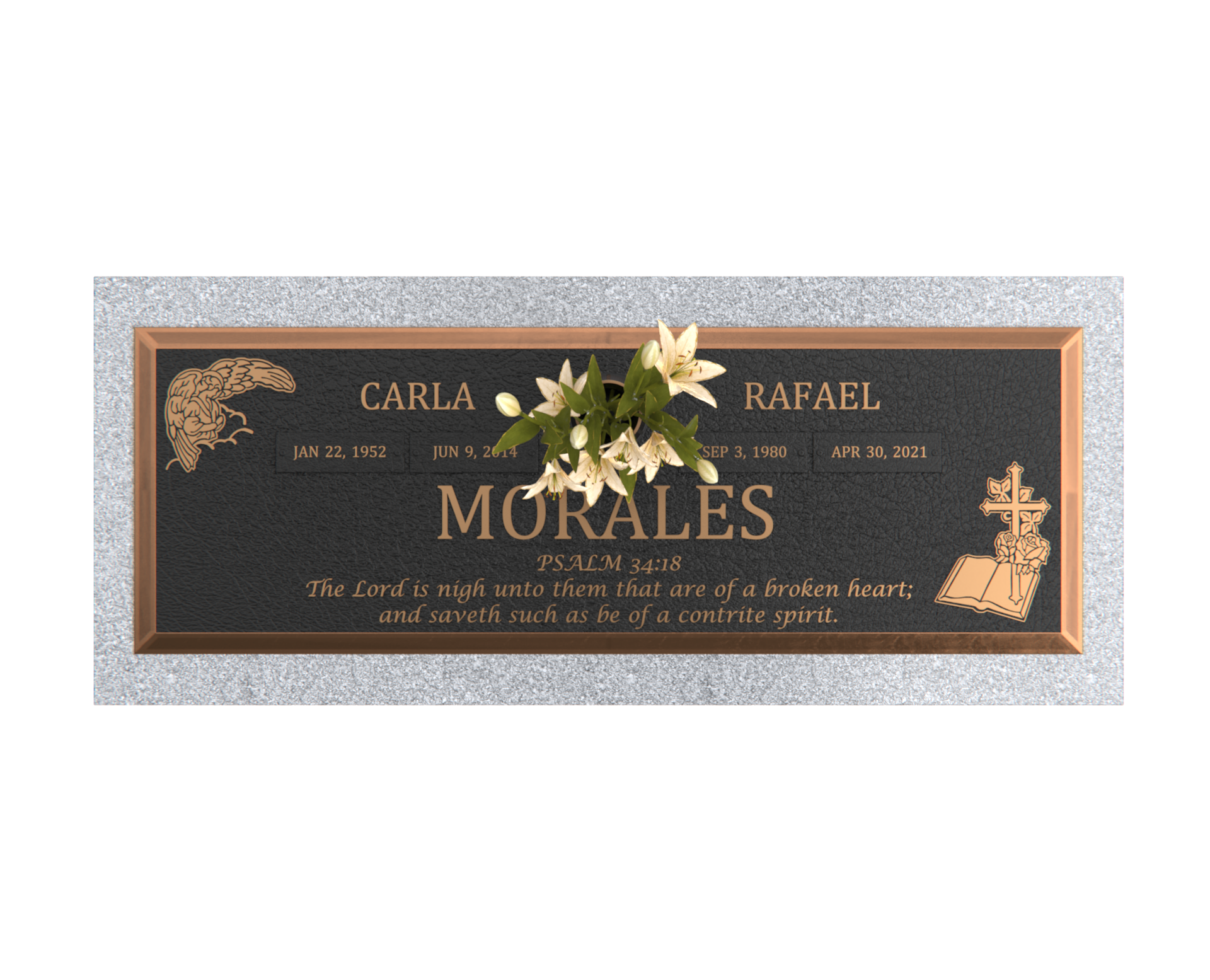 Premium Bronze Bevel Plaque 28"x 16" with Granite Base