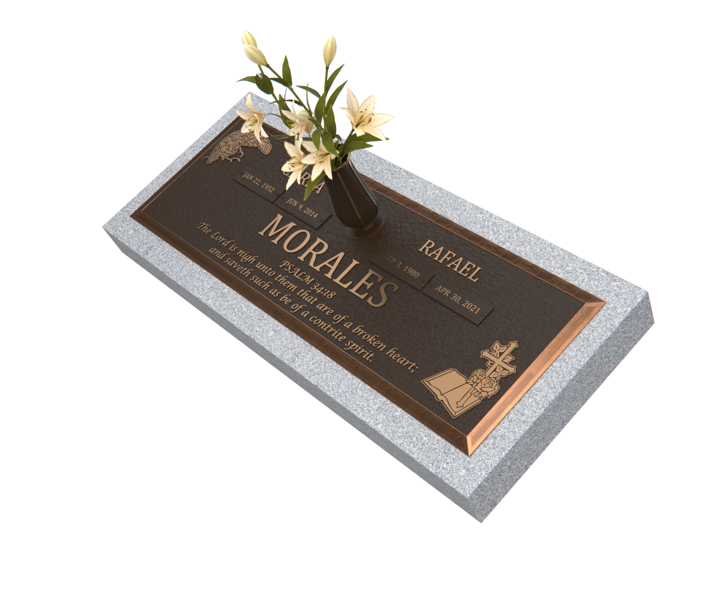 Premium Bronze Bevel Plaque 28"x 16" with Granite Base