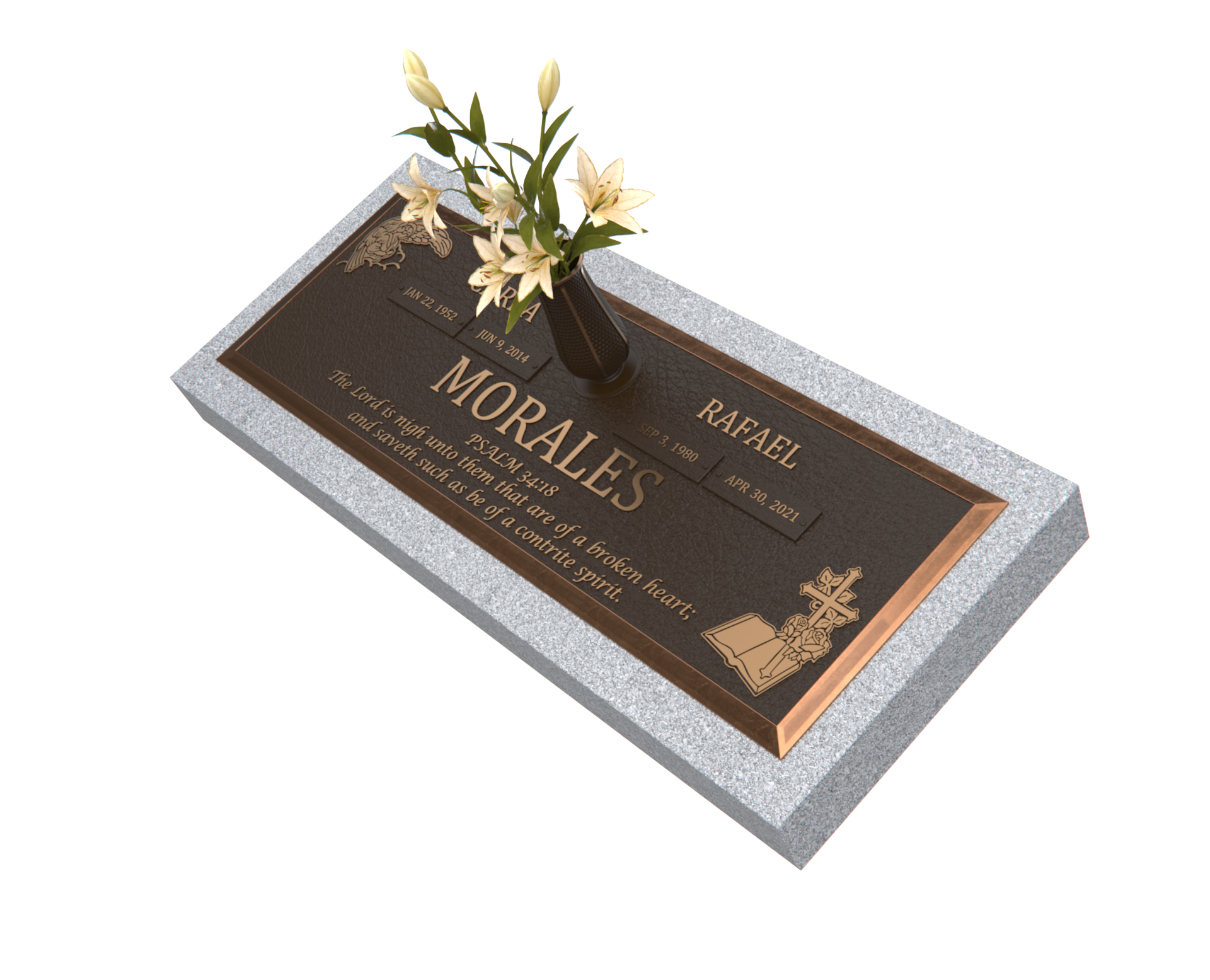 Premium Bronze Bevel Plaque 28"x 16" with Granite Base