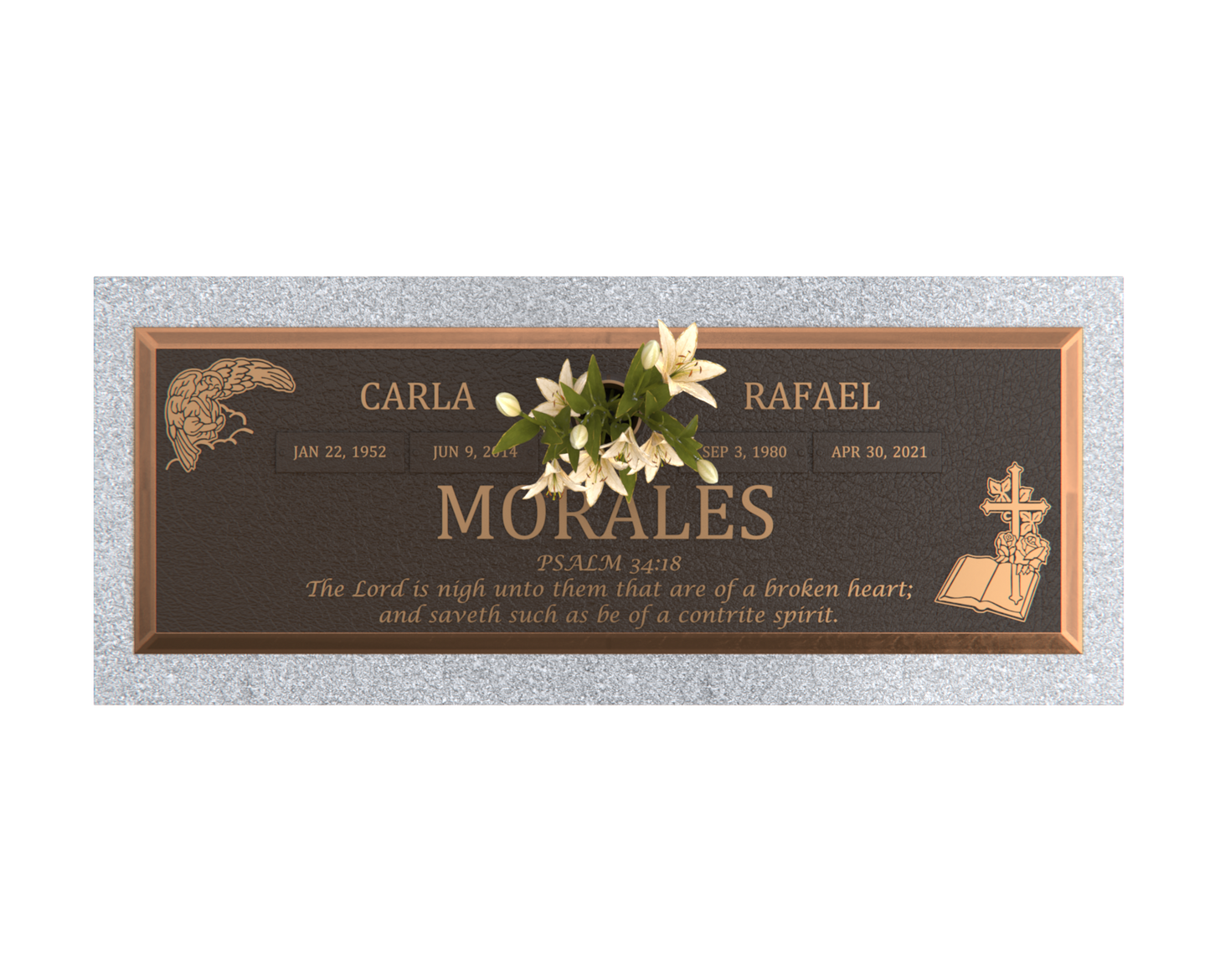 Premium Bronze Bevel Plaque 28"x 16" with Granite Base