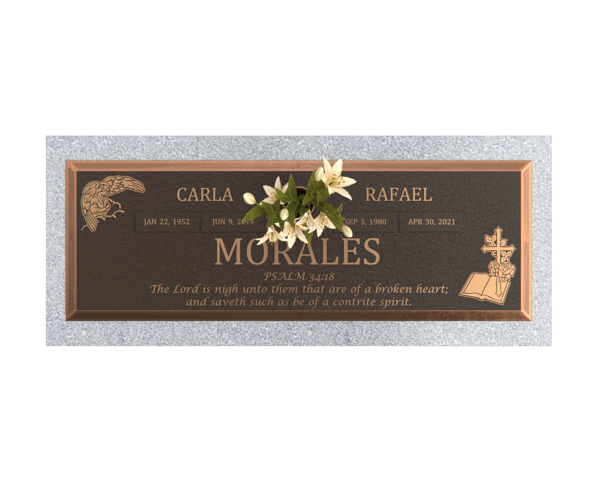 Premium Bronze Bevel Plaque 28"x 16" with Granite Base