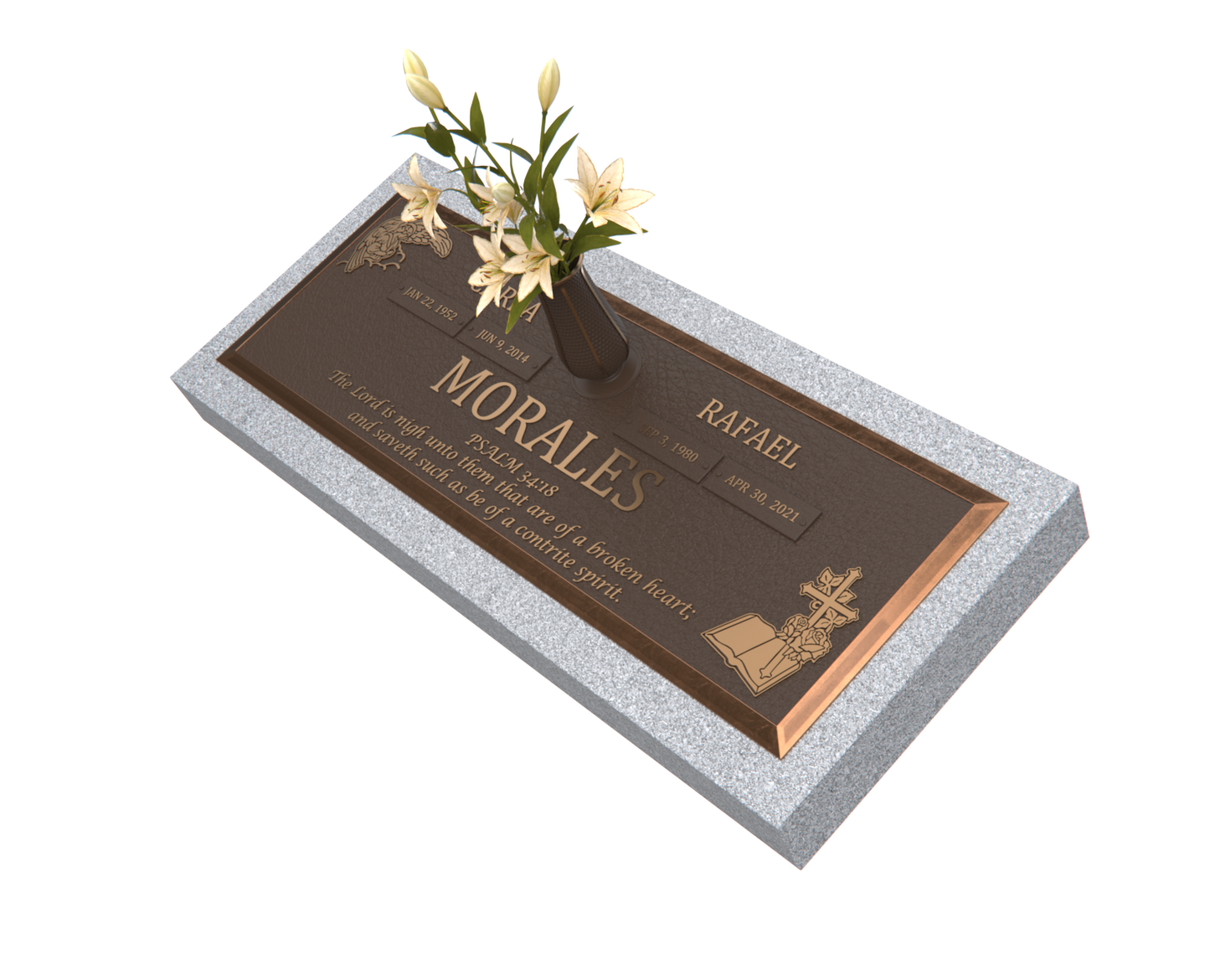 Premium Bronze Bevel Plaque 28"x 16" with Granite Base