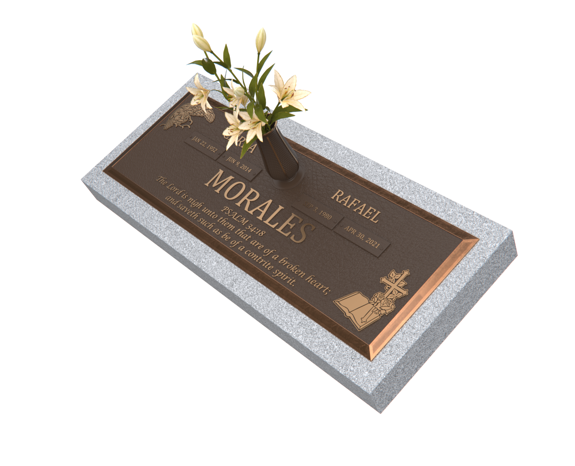 Premium Bronze Bevel Plaque 28"x 16" with Granite Base