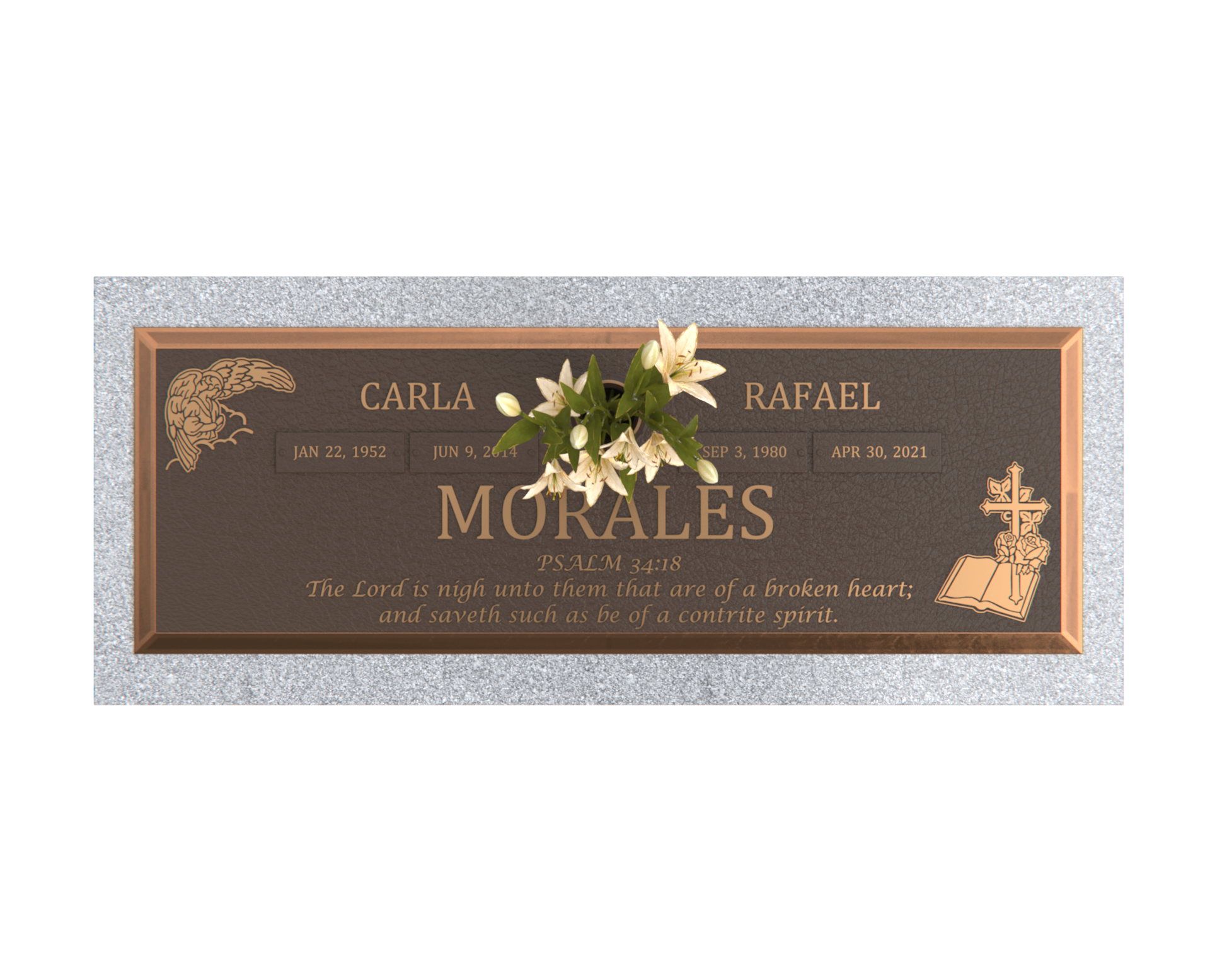 Premium Bronze Bevel Plaque 28"x 16" with Granite Base