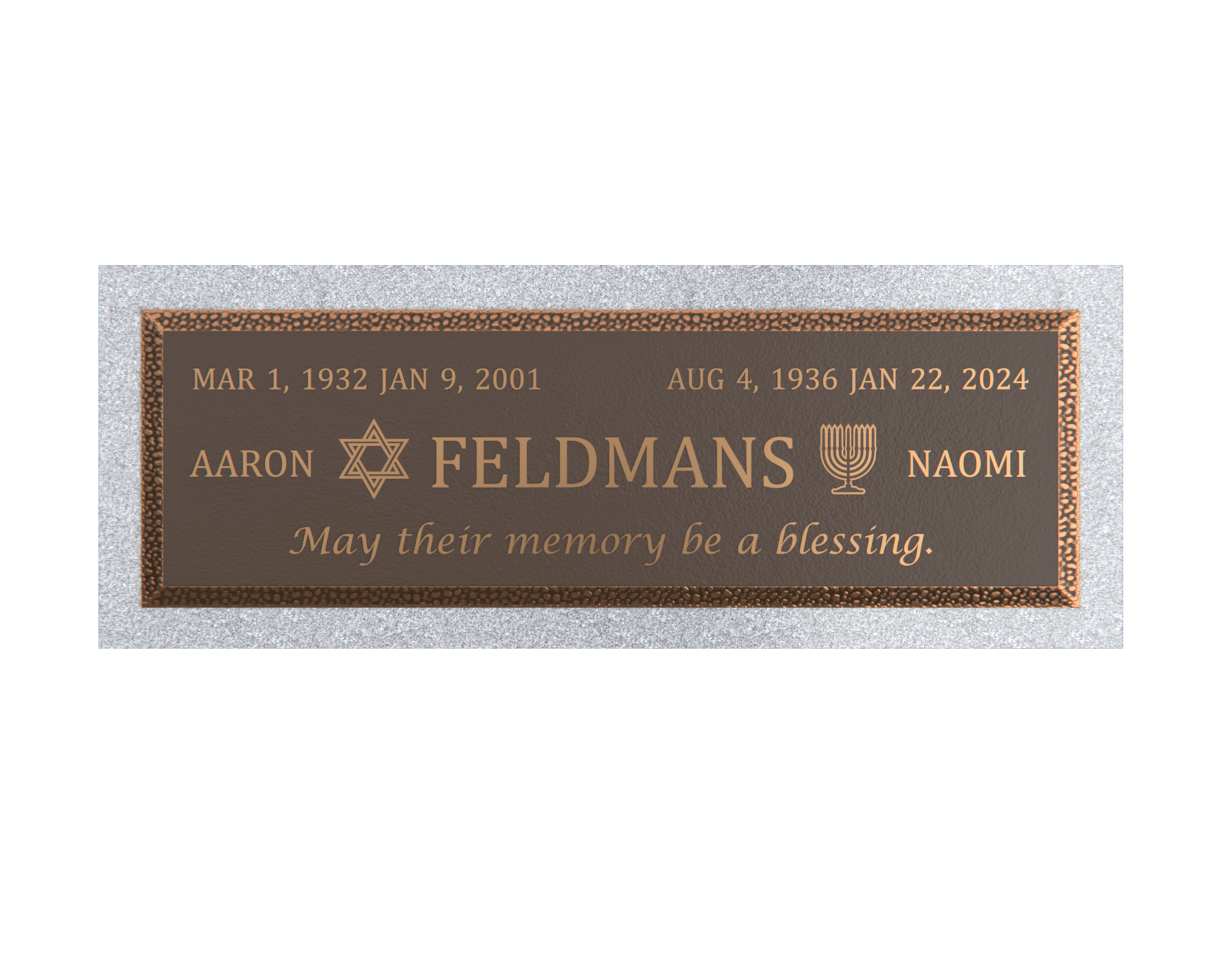 Premium Bronze Plaque 36"x 13" with Granite Base