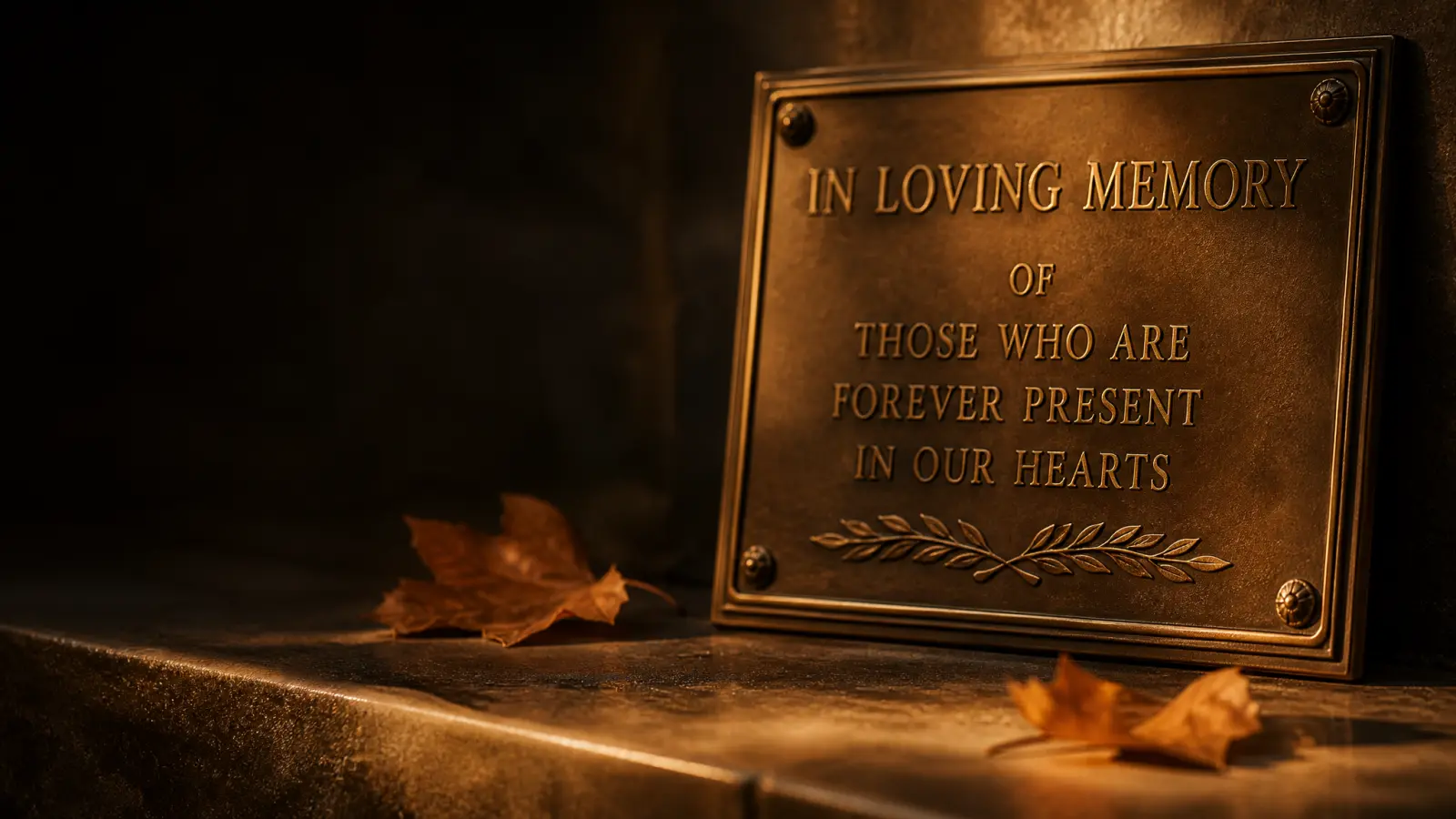 Bronze memorial plaque mounted on a granite wall